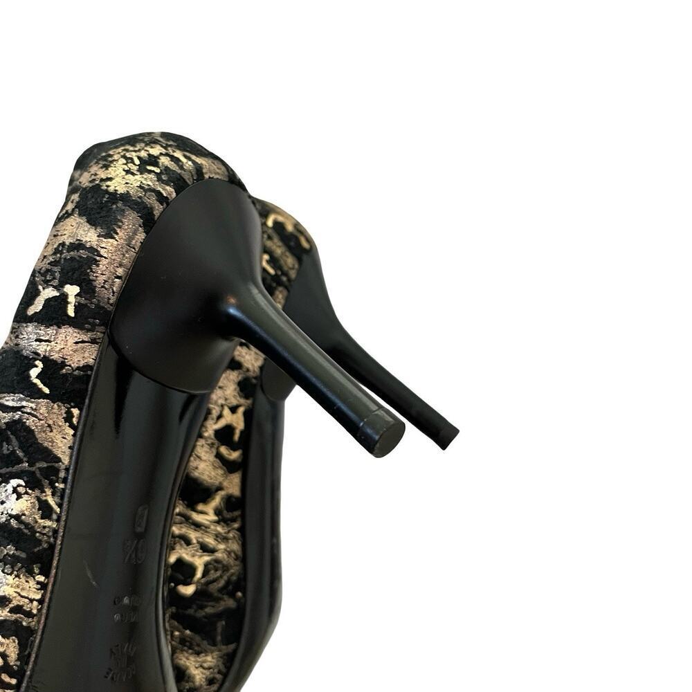 Casadei Leather High Heel Pumps Size 6.5 Gold‎ Black Evening Cocktail Italy - Picture 13 of 13